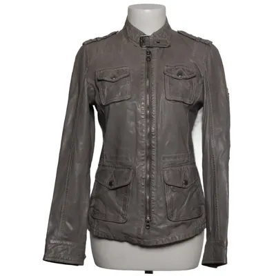 Leather jacket (Gray) from Mauritius Cotton, Leather, Polyester