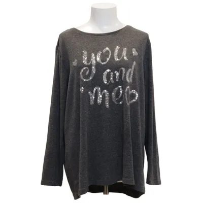 T-shirt à manches longues (Gris) de Laura Torelli Élasthane, Polyester, Viscose