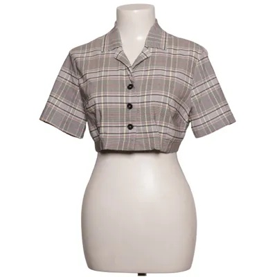 Short sleeve shirt (Gray, Multicolored) from Bershka Elastane, Polyester, Viscose