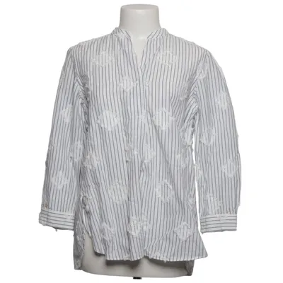Blouse (White, Blue) from Le Sarte Pettegole Cotton, Linen