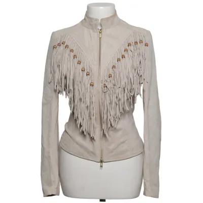 Läderjacka (Beige) från Goosecraft Elastan, Skinn, Polyester, Viskos