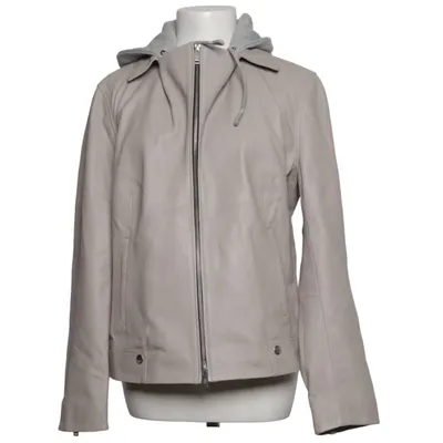 Leather jacket (Beige, Gray) from Strandfein Cotton, Leather, Polyester