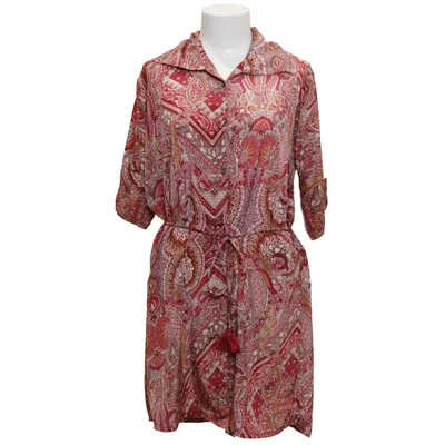 Skjortklänning (Röd, Flerfärgad) från Maza Polyester, Silke