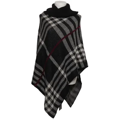 Poncho (Sort, Hvid, Rød) Akryl, Mohair, Uld