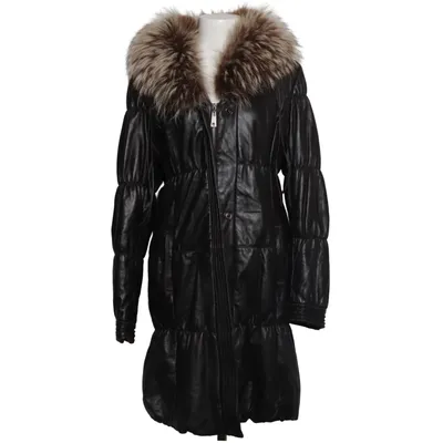Læderfrakke (Brun) fra Kara Pels, Læder, Polyester