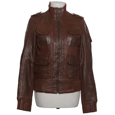 Lederjacke (Braun) von EDC by ESPRIT Baumwolle, Elasthan, Leder, Polyester