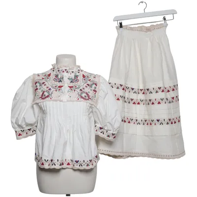 Folk costume (White, Multicolored) Linen