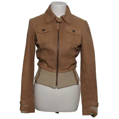 Leather jacket (Brown) from Camaïeu Cotton, Leather, Polyester