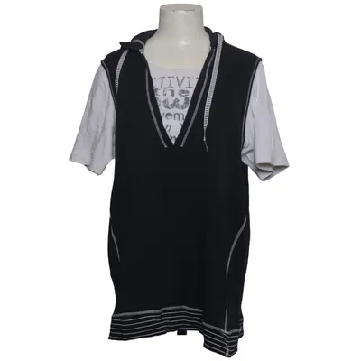 Korte mouwen capuchon sweater (Blauw, Wit) van Lea H. Katoen