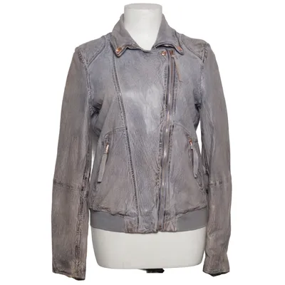 Bikerjacka (Grå) från Freaky Nation Bomull, Skinn, Polyester