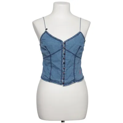 Crop top (Bleu) de Replay Blue Jeans Coton, Lin