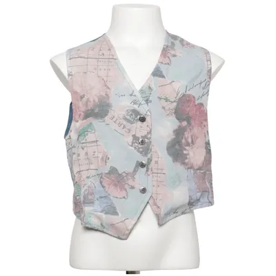 Gilet de costume (Bleu, Multicolore) Lin, Polyester, Viscose