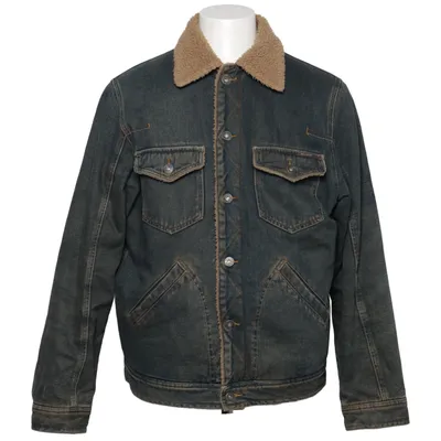 Lined denim jacket (Blue, Beige) from No Excess Acrylic, Cotton, Polyamide, Polyester