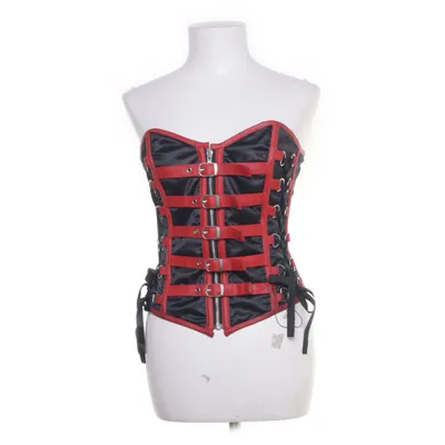 Corset (Black, Red) from Poizen Industries Polyester, Cotton