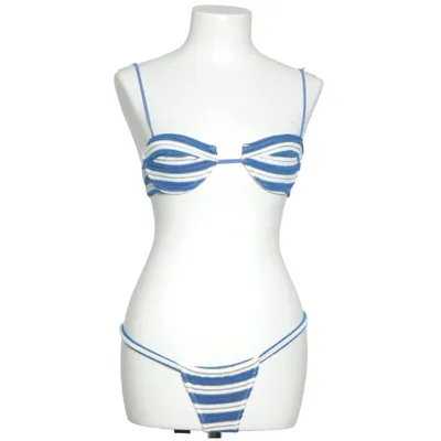 Bikini (Blå, Hvid) fra Triangl Bomuld, Elastan
