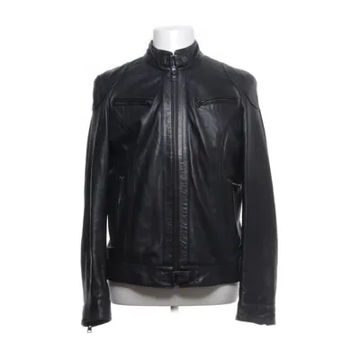 Leren jack (Zwart) van Oakwood Polyester, Leer