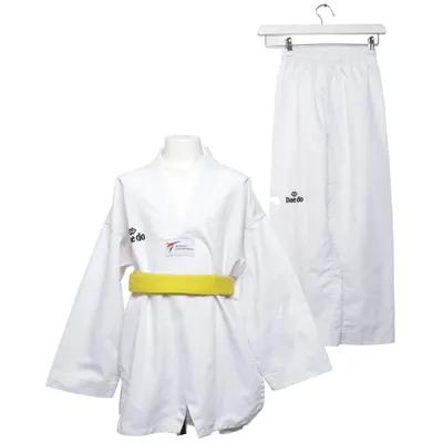 Uniforme d'art martiaux (Blanc, Jaune) de Daedo Coton, Polyester