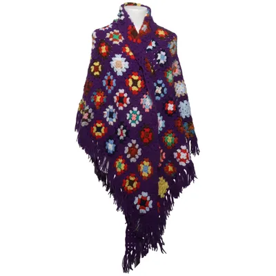 Poncho (Lila, Flerfärgad)