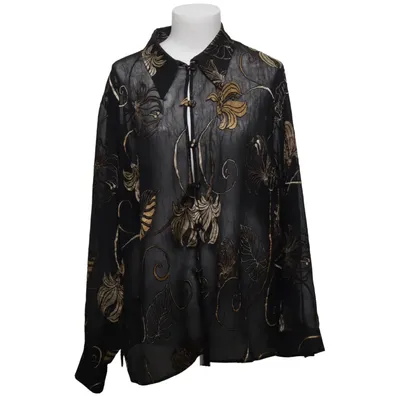 Blouse (Black, Beige) from Almia Polyester, Viscose