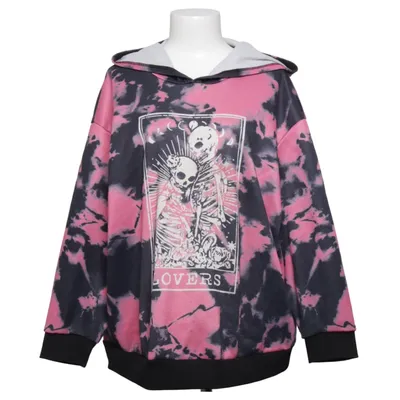 Hoodie (Black, Pink) from Shein Curve Elastane, Polyester