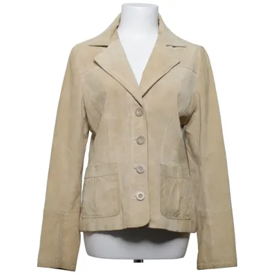 Leather blazer (Beige) from H&M Polyester, Suede