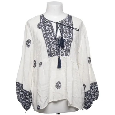 Blouse (Blanc, Bleu) de Zara Coton, Viscose
