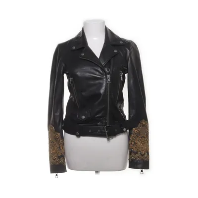 Bikerjacke (Schwarz, Gold) von SET Urban Deluxe Baumwolle, Leder
