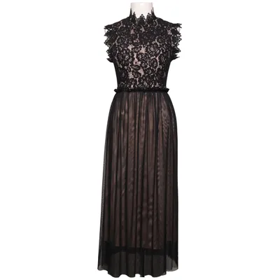 Maxi jurk (Zwart, Beige) van Soky & Soka Elastaan, Polyamide