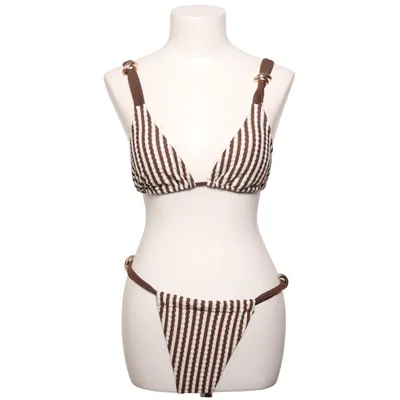 Bikini (Braun, Weiß) von Shein Elasthan, Polyester