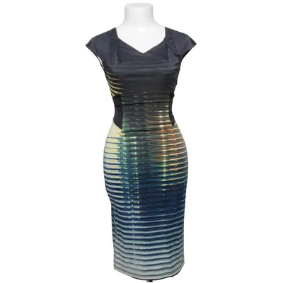 Dress (Blue, Green, Yellow) from Karen Millen Acetate, Elastane, Polyamide