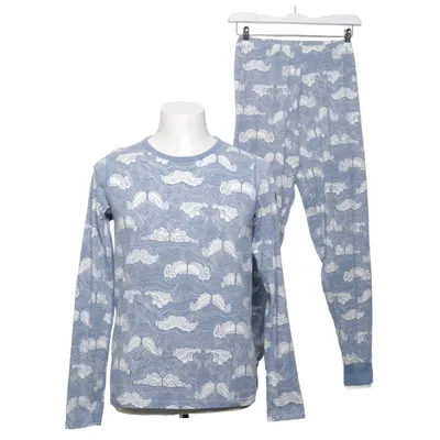 Pyjamas (Blå, Vit) från Polarn O. Pyret Elastan, Ekologisk bomull