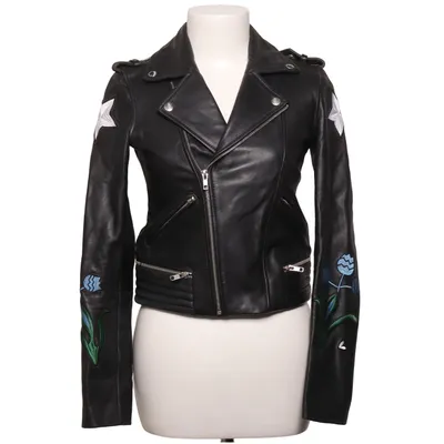 Biker jacket (Black) from Maje Cotton, Leather, Polyester, Viscose