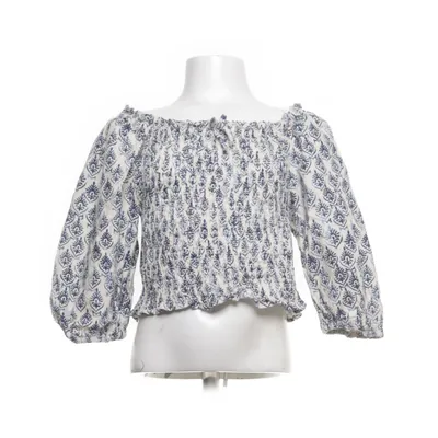 Crop top (White, Blue) from Zara Linen, Cotton