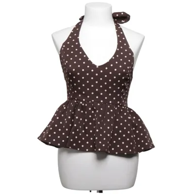 Halter neck top (Brown, White) from Loavies Elastane, Polyester