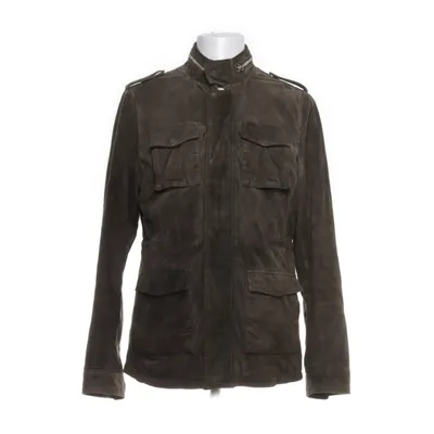 Leren jack (Groen) van Goosecraft Katoen, Polyester, Leer