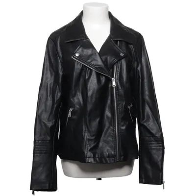 Bikerjakke (Sort) fra ONLY Carmakoma Polyurethan, Viscose