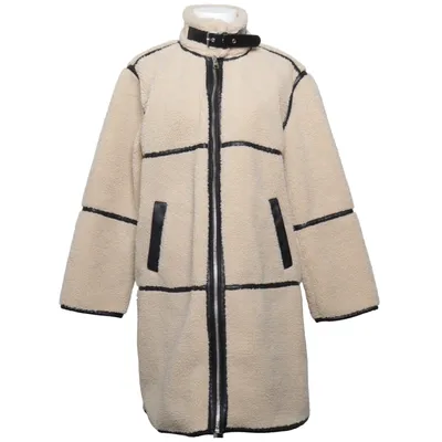 Shearling jas (Beige, Zwart) van Topshop Imitatieleer, Polyester, Polyurethaan
