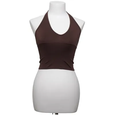 Halter neck top (Brown) from Teveo Elastane, Polyester