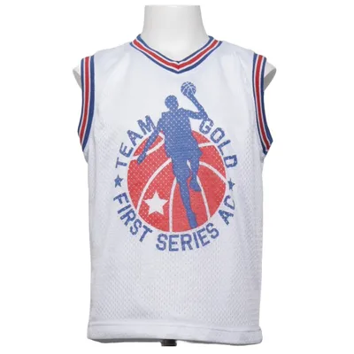 Basketball shirt (White, Blue, Red) from Rebel Polyester