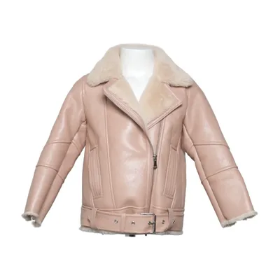 Shearlingjakke (Pink, Hvid) fra Zara Kids Polyester, Polyurethan