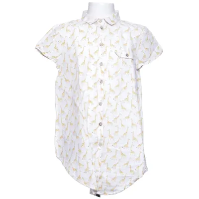 Chemise à manches courtes (Blanc, Jaune) de Zara Girls Coton, Lin
