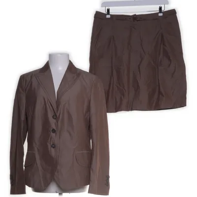 Jakkesæt med nederdel (Beige) fra René Lezard Bomuld, Silke, Acetat, Viscose