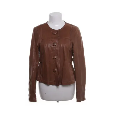 Leather blazer (Brown) from Oui Set Leather, Cotton, Acetate