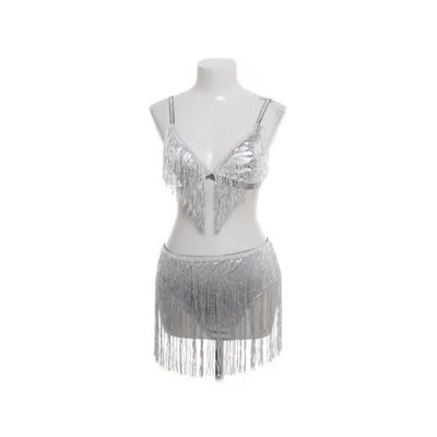 Underwear set (Summer, sexy, festival, club, shiny, silver, dance, boho, hippie) Elastane, Polyester