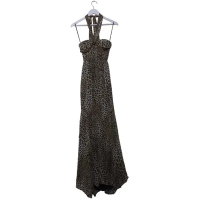 Maxi jurk (Beige, Bruin, Zwart) van Mango Zijde