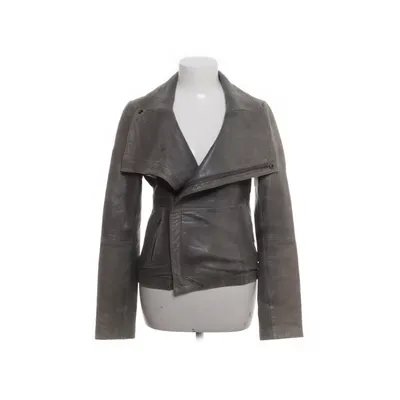 Leren jack (Grijs) van Goosecraft Polyester, Leer