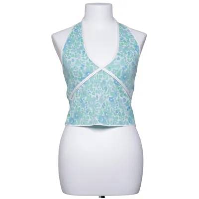 Halter neck top (Green, Blue, White) from Zara Cotton, Polyester, Viscose
