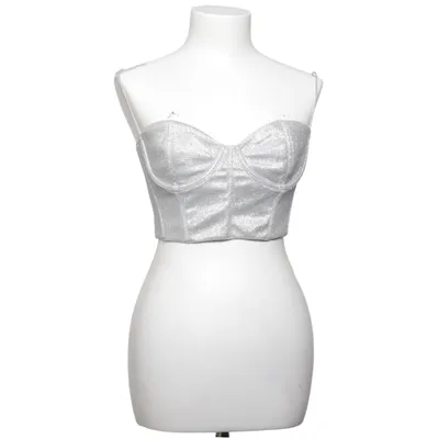 Crop top (Zilver) van White Fox Elastaan, Polyester