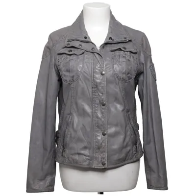 Leren jack (Grijs) van Mauritius Leer, Polyester, Wol