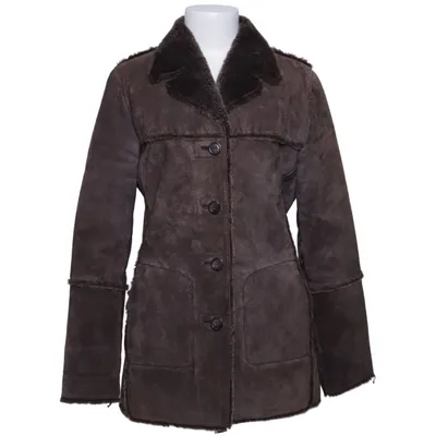 Veste en peau de mouton retournée (Marron) de Priory Acrylique, Cuir
